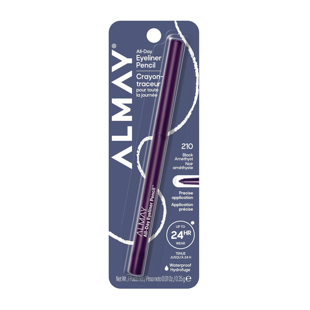 Almay Black All-Day Eyeliner Pencil, Hypoallergenic, Cruelty-Free, Oil-Free, Fragrance-Free, Amethyst, 0.01 Oz ( Amethyst)