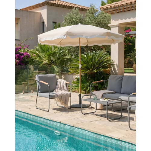 Beliani Market Parasol 232 cm SESTRIERE Beige 1
