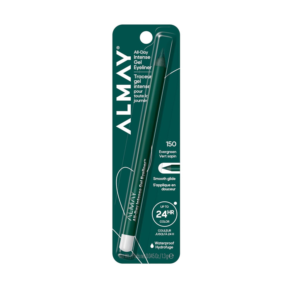 Almay Green Gel Eyeliner, Waterproof, Fade-Proof Eye Makeup, Easy-To-Sharpen Liner Pencil (Packaging May Vary), 150 Ever, 0.045 Oz (150 Evergreen)