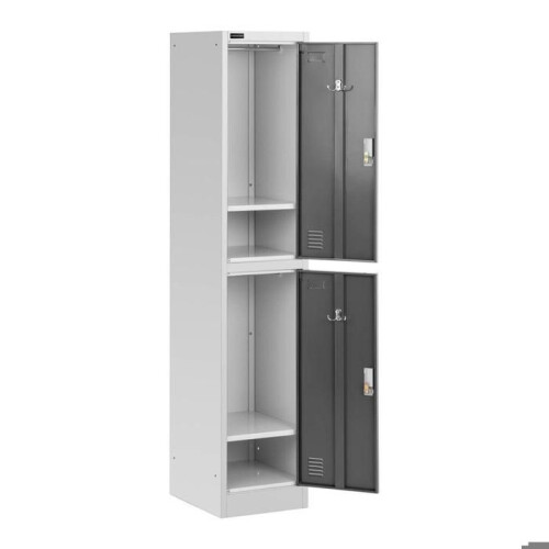 Armoire vestiaire 2 compartiments 2 etageres capacite 80 kg gris 1