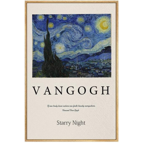 Tela "A Noite Estrelada" de Van Gogh, 30x40cm (12x16 polegadas), cor natural.
