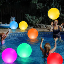 LED Inflatable Beach Ball 16in Set of 4 with Remote