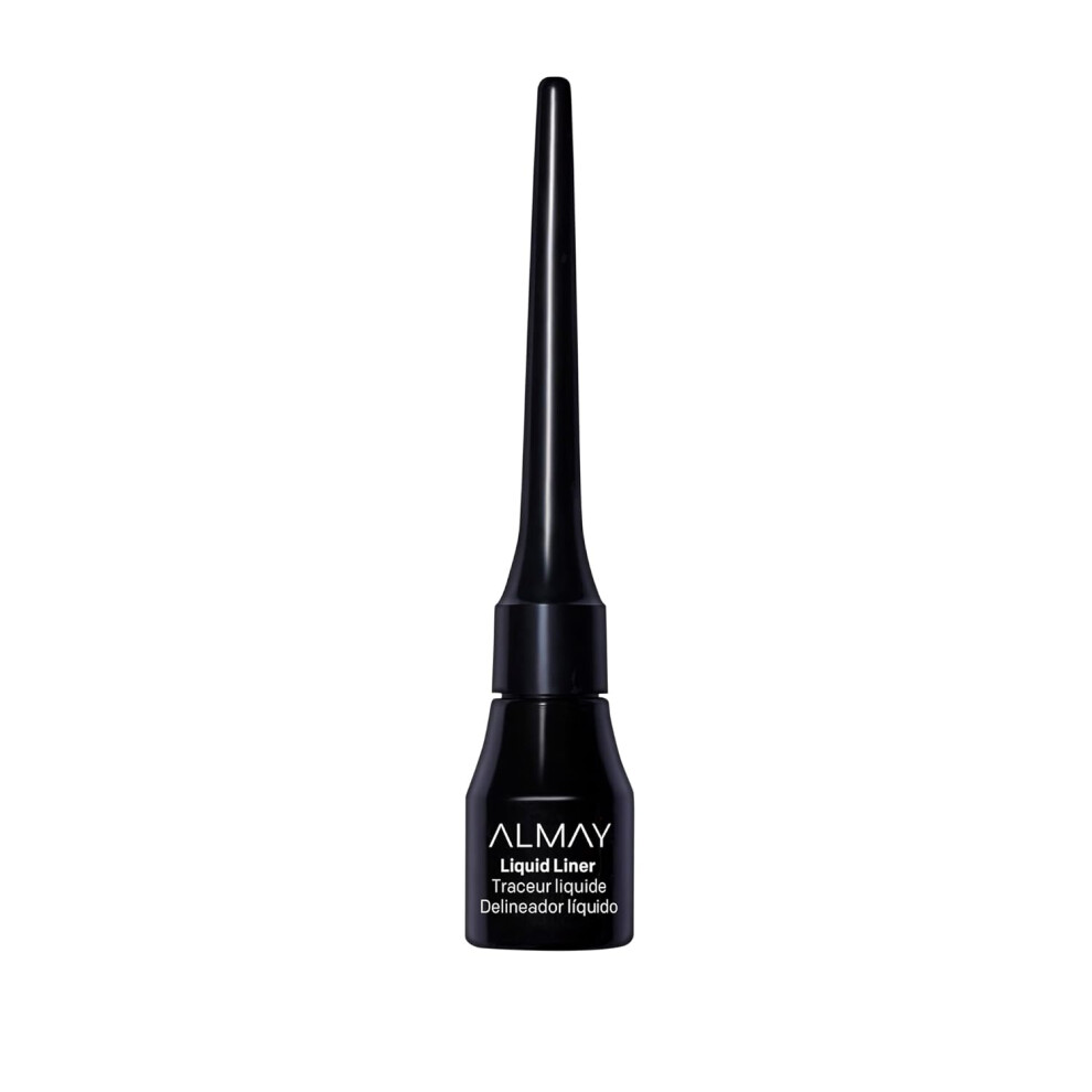 Almay Black Liquid Eyeliner, Waterproof, Fade-Proof Eye Makeup, Easy-To-Apply Liner Brush (Packaging May Vary), (221 )