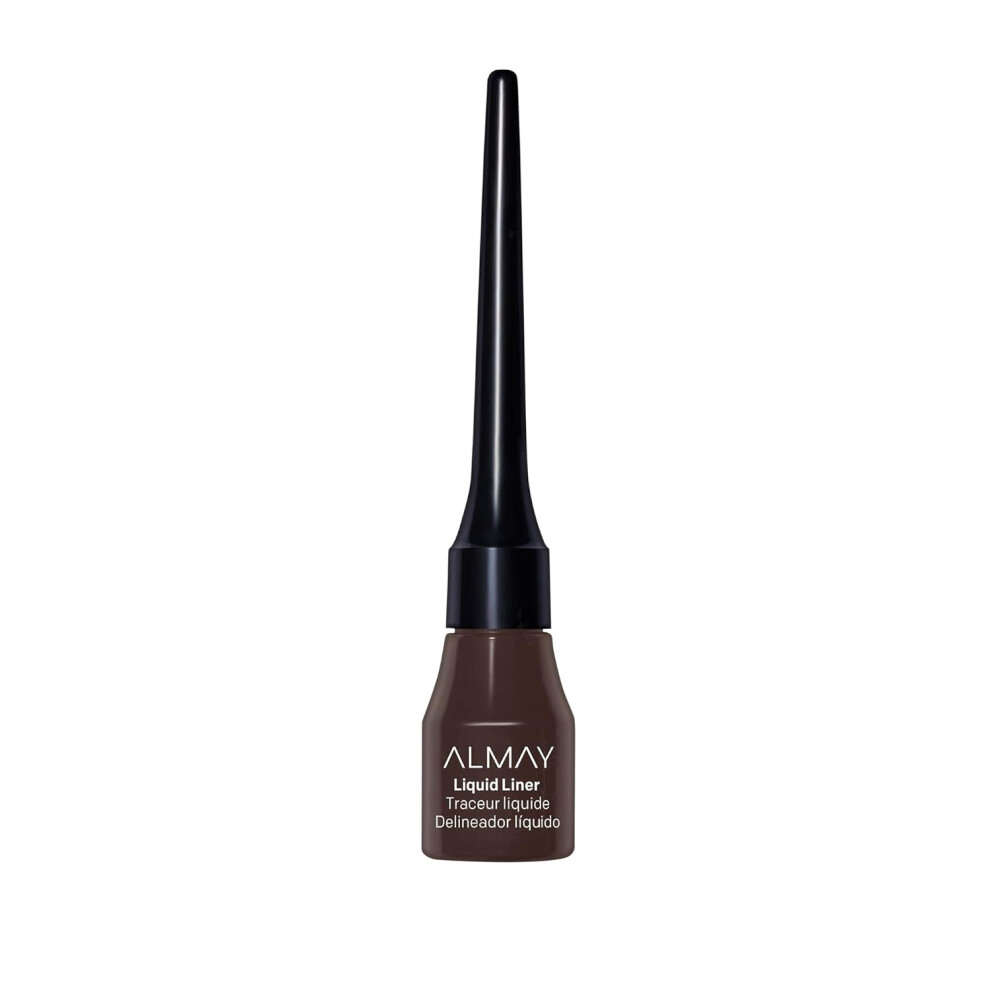 Almay Brown Liquid Eyeliner, Waterproof, Fade-Proof Eye Makeup, Easy-To-Apply Liner Brush (Packaging May Vary), (222 )