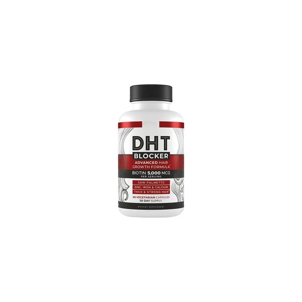 (1 bottle) DHT Blocker with Biotin - Boosts Hair Growth & New Follicle Growth, 60 CAPSULES
