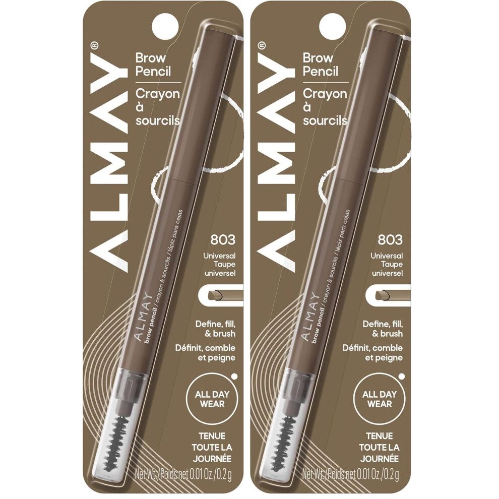 Almay Not,Specified Eyebrow Pencil With Spoolie Brush, Easy To Achieve Brows, Hypoallergenic, Taupe, 0.01 Oz (Pack Of 2) (803 Universal Taupe)