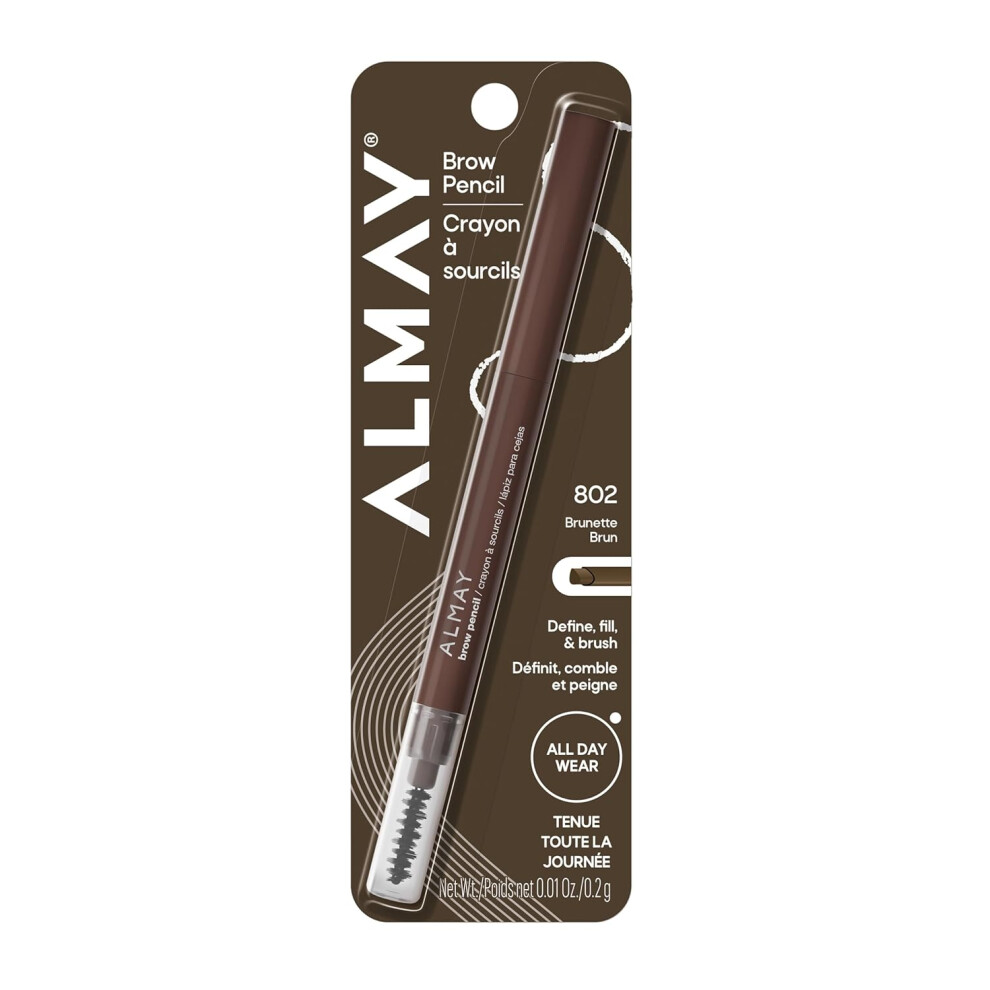 Almay Not,Specified Eyebrow Pencil With Eyebrow Brush, Easy To Achieve Brows, Hypoallergenic (Packaging May Vary), (802 Brunette)