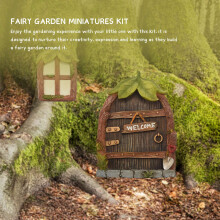Miniature Fairy Gnome Home Window and Door for Trees Decoration Garden Decorations Window&Light Can Glow in Dark
