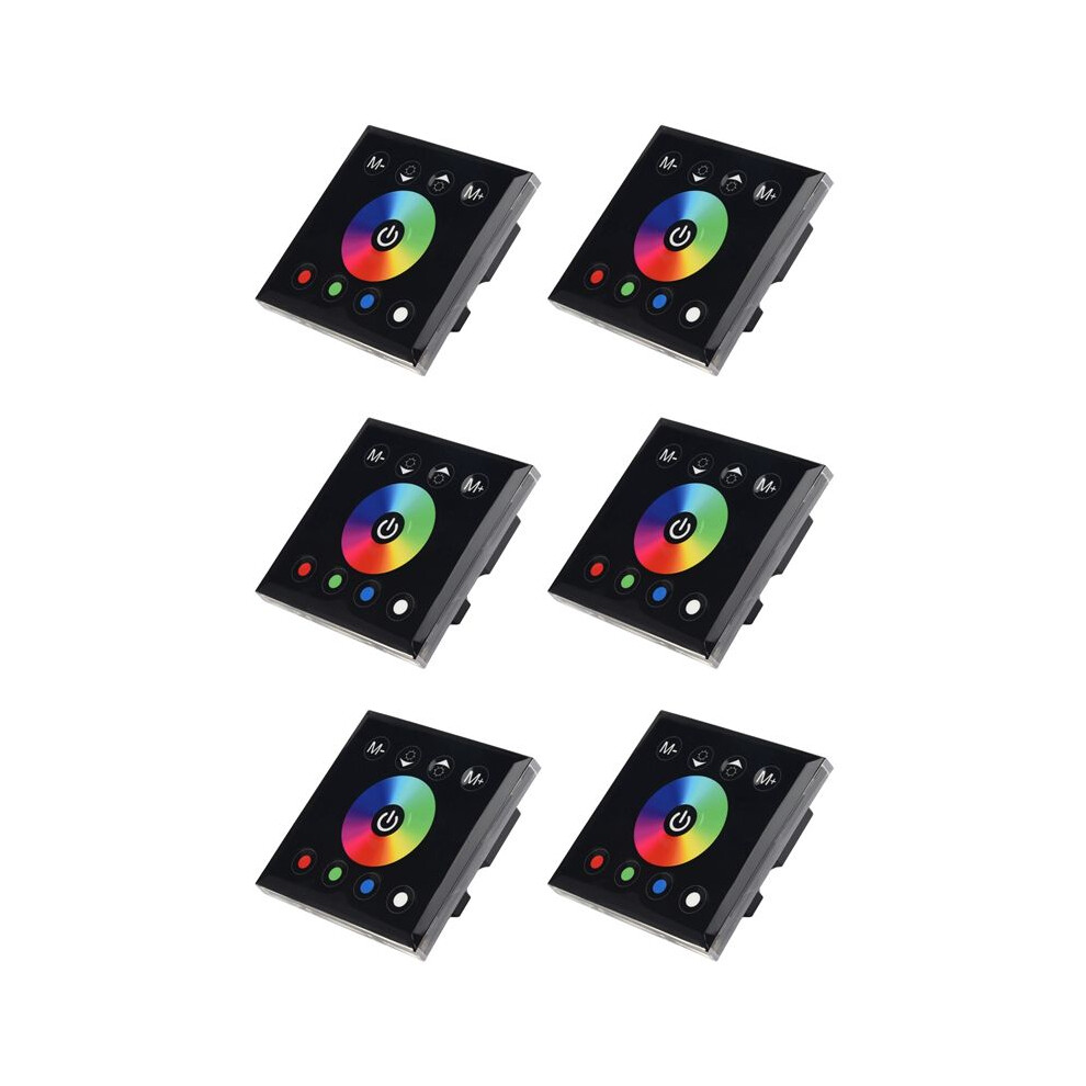 6X Dc12v-24V Rgb / Rgbw Wall Mounted Touch Panel Controller Glass Panel Dimmer Controller Black 6033797256743