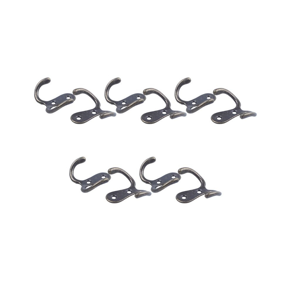 10 X Screw Hook Retro Metal Double Hook Metal Wall Mount Hanger Coat Antique Bronze For Hats 4713845737746