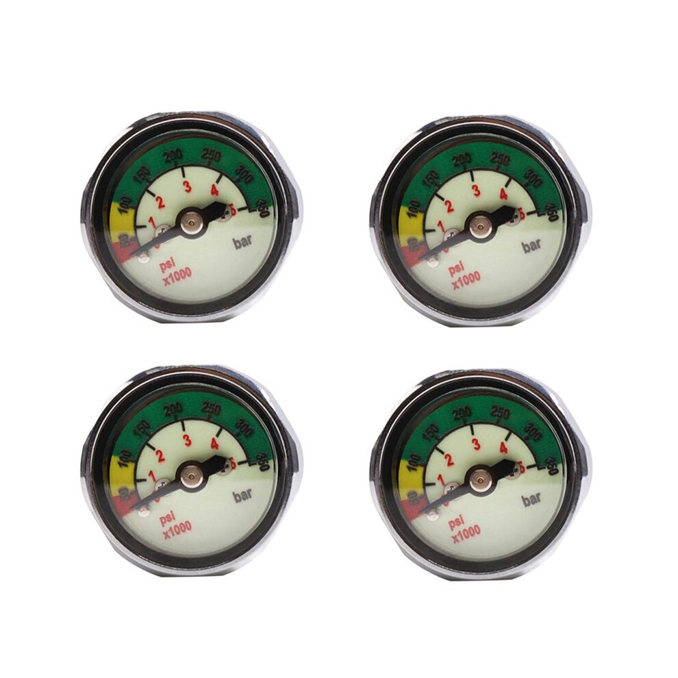4Pcs Scuba Diving Bottle Pressure Gauge 1 Inch Face 350 Bar/5000 Psi 7/16Inch-20Unf Threads 4762986791322