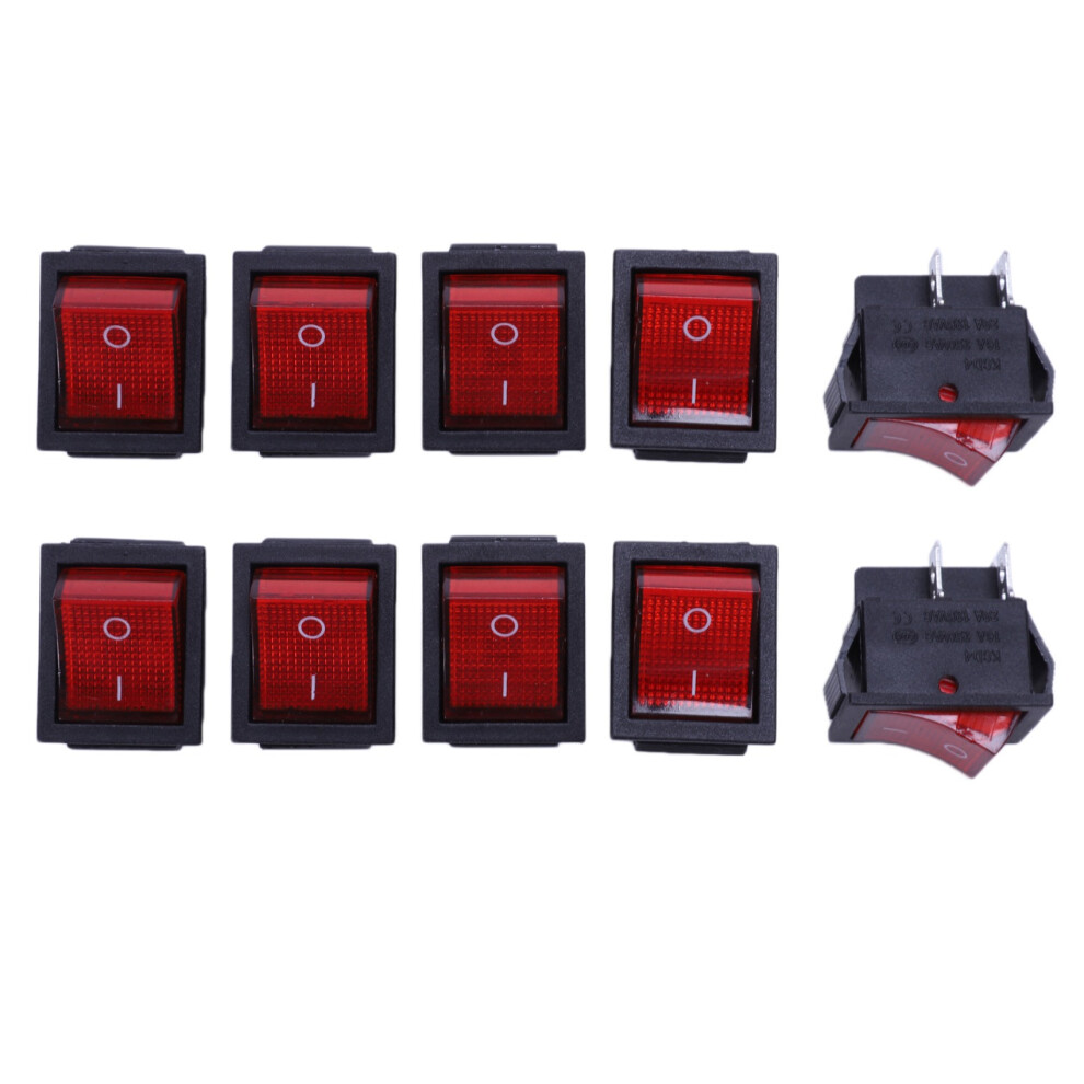 10 X Red Illuminated Light /Off Dpst Boat Rocker 16A/250V 20A/125V Ac 6031808963512