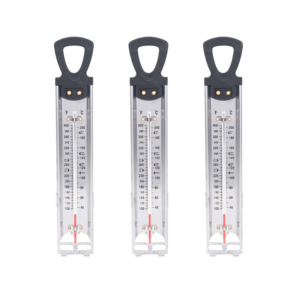 3X Candy/Jelly/Deep Fry Thermometer, Stainless Steel, with Pot Clip Attachment and Quick Reference Temperature Guide