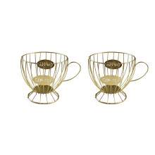 2X Coffee Capsule Storage Basket Coffee Cup Basket Coffee Pod Organizer Holder Coffee Pod Holder Accessories (Gold)