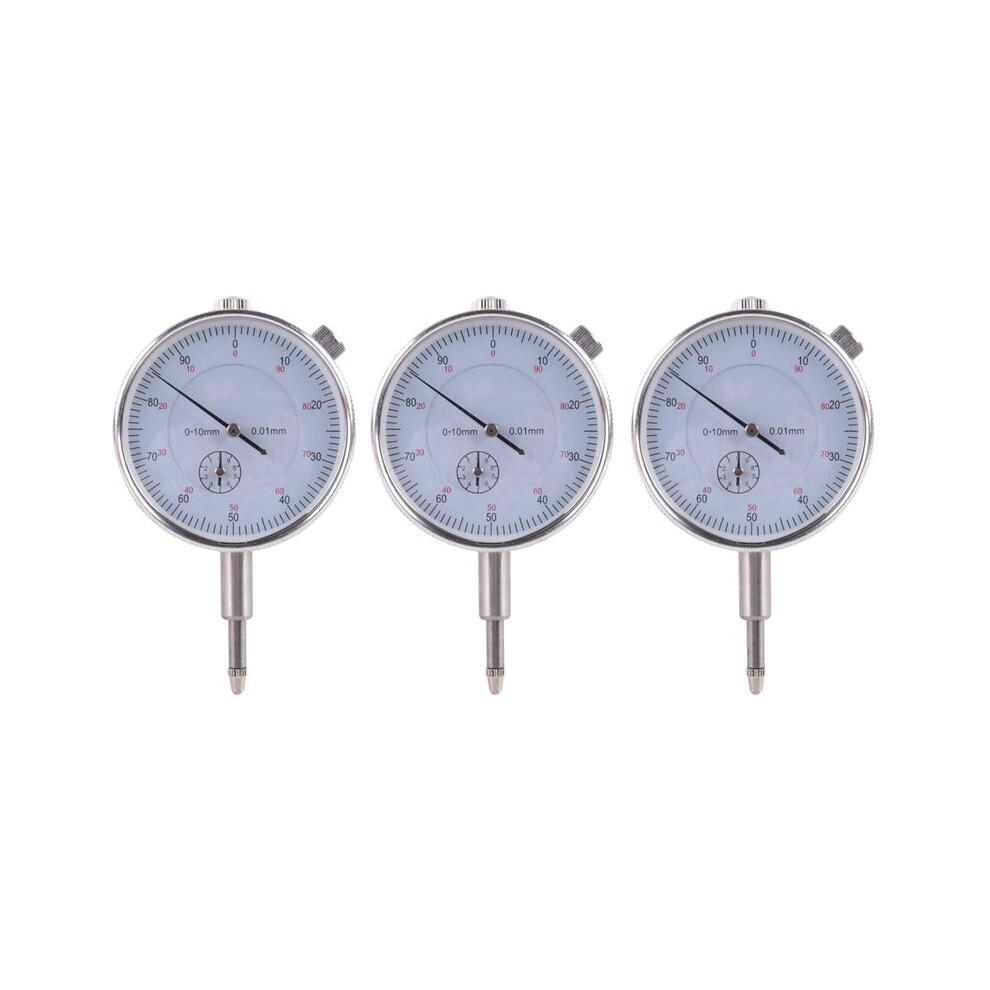 3X Dial Indicator Gauge 0-10Mm Meter Precise 0.01 Resolution Concentricity Test 4713175359090