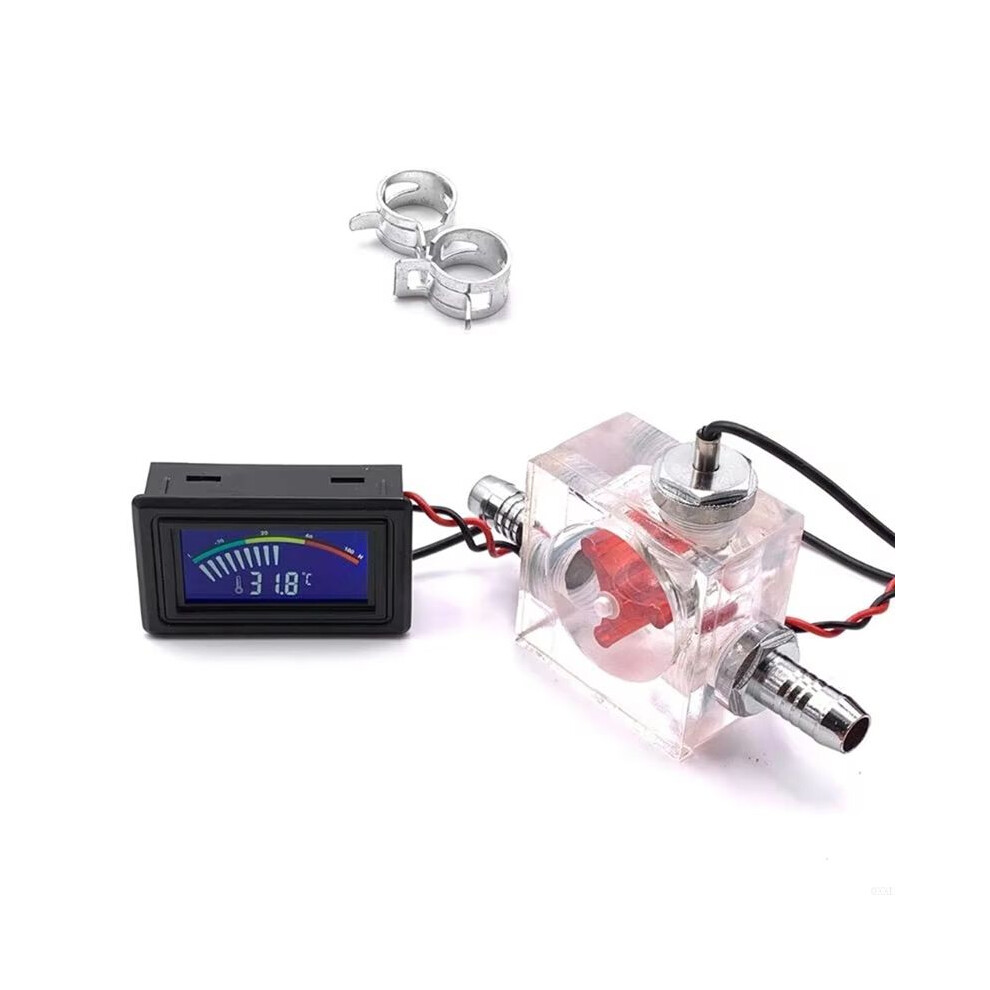 Red 3 Way Flow Meter Led Thermometer For Water Cooling Liquid Cooler Computer Radiator Supplies Temperature Meter
