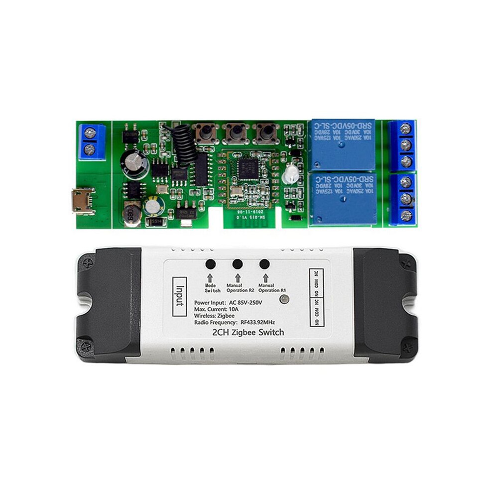 Tuya Zigbee 2Ch Relay Sensor Ac85-250V Access Control Relay Controller With Shell 6033646930152