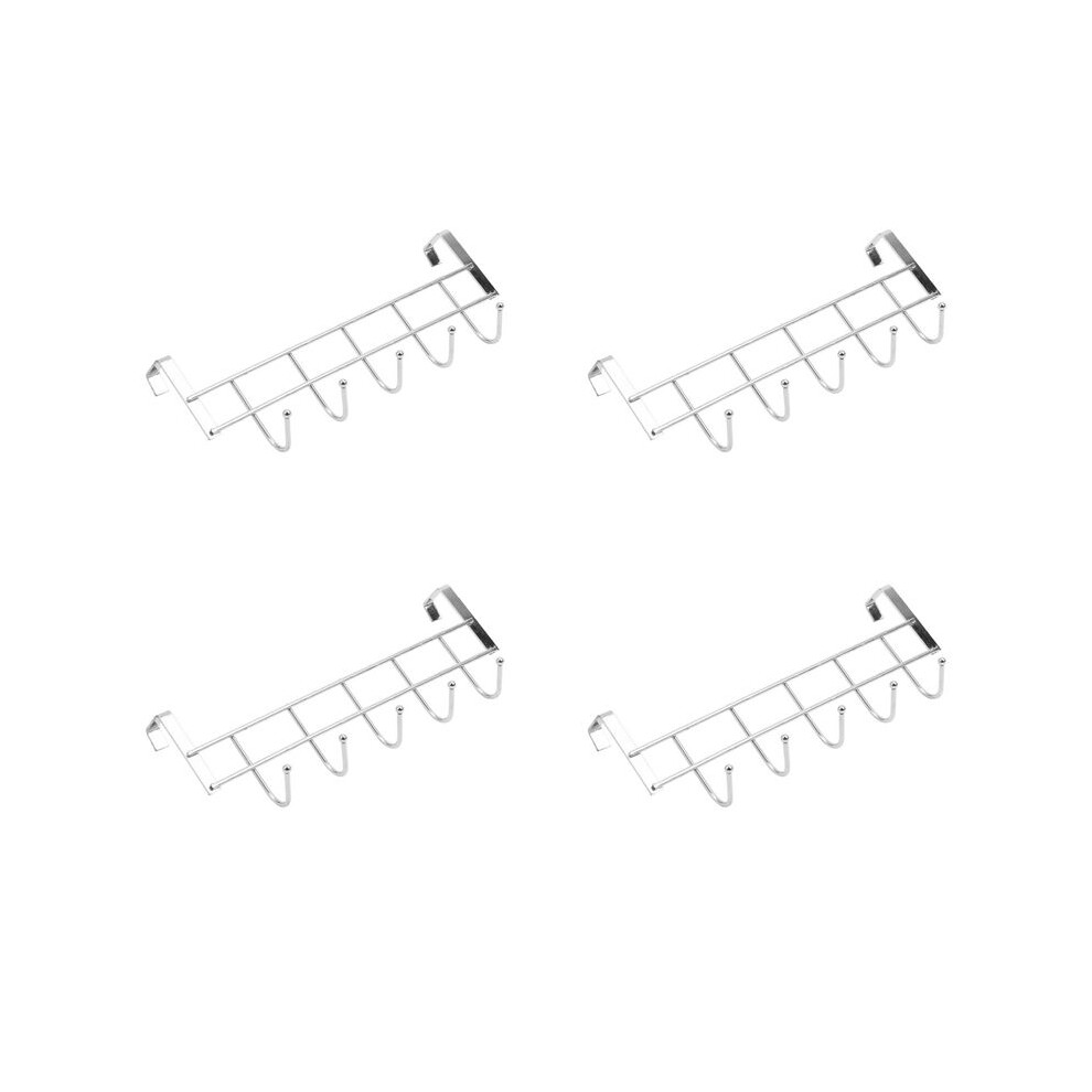 4X 5 Hooks Over Door Home Bathroom Kitchen Coat Towel Loop Hanger Rack Holder Shelf,Silver 4712225320028