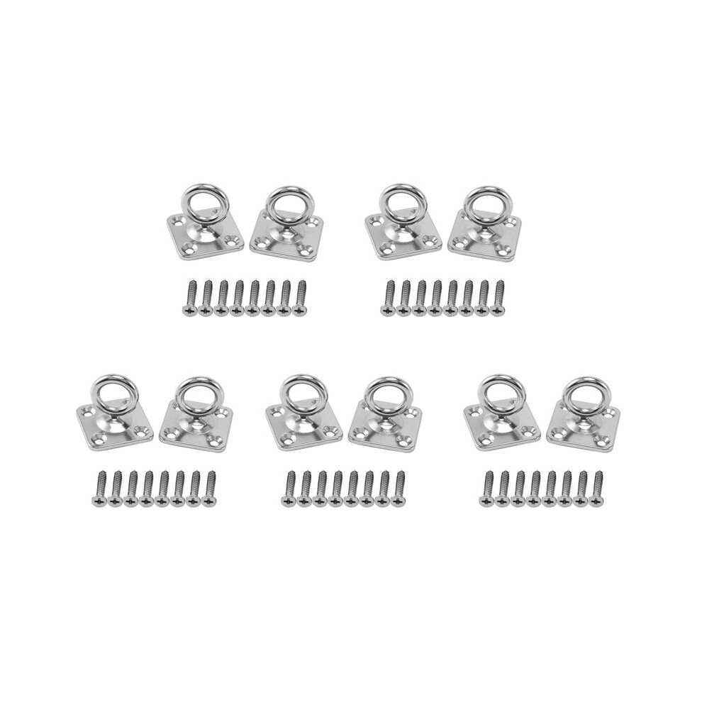 10Pcs Square Swivel Pad Eye Rotatable Ceiling Hook Wall Mounted Hook Stainless Steel Eye Pad Plate(With Screws) 6034064159606