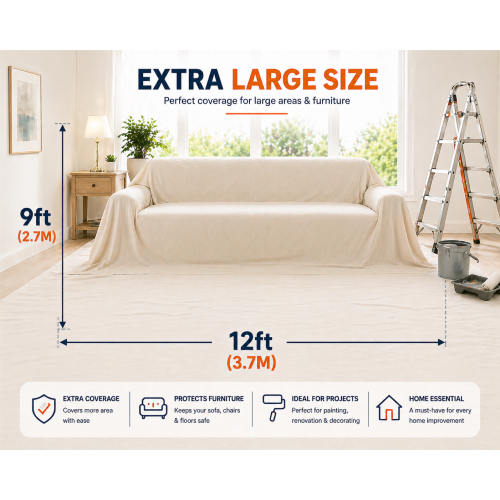 Cotton Dust Sheets for Painting Size 12ft x 9ft 1