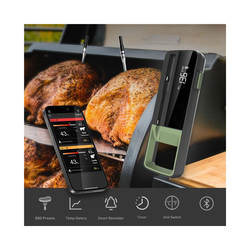3X Wireless Food Meat Thermometer  Digital  BBQ Thermometer for Kitchen Cooking Oven Grill with 6 Probes