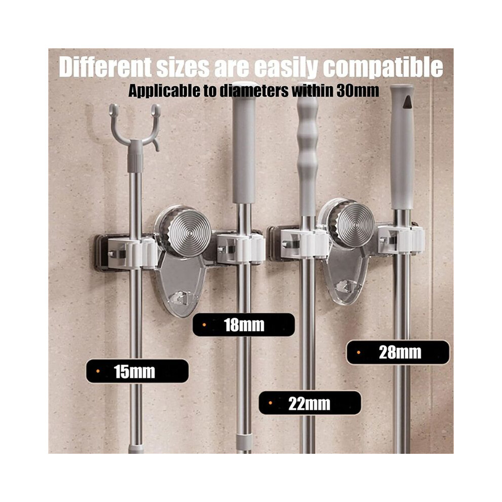 4Pcs Broom Holder Mop Hanger, No Punching Suction Cup Broom Holder Wall Mount For Bathroom, Kitchen, Office 6032598613502