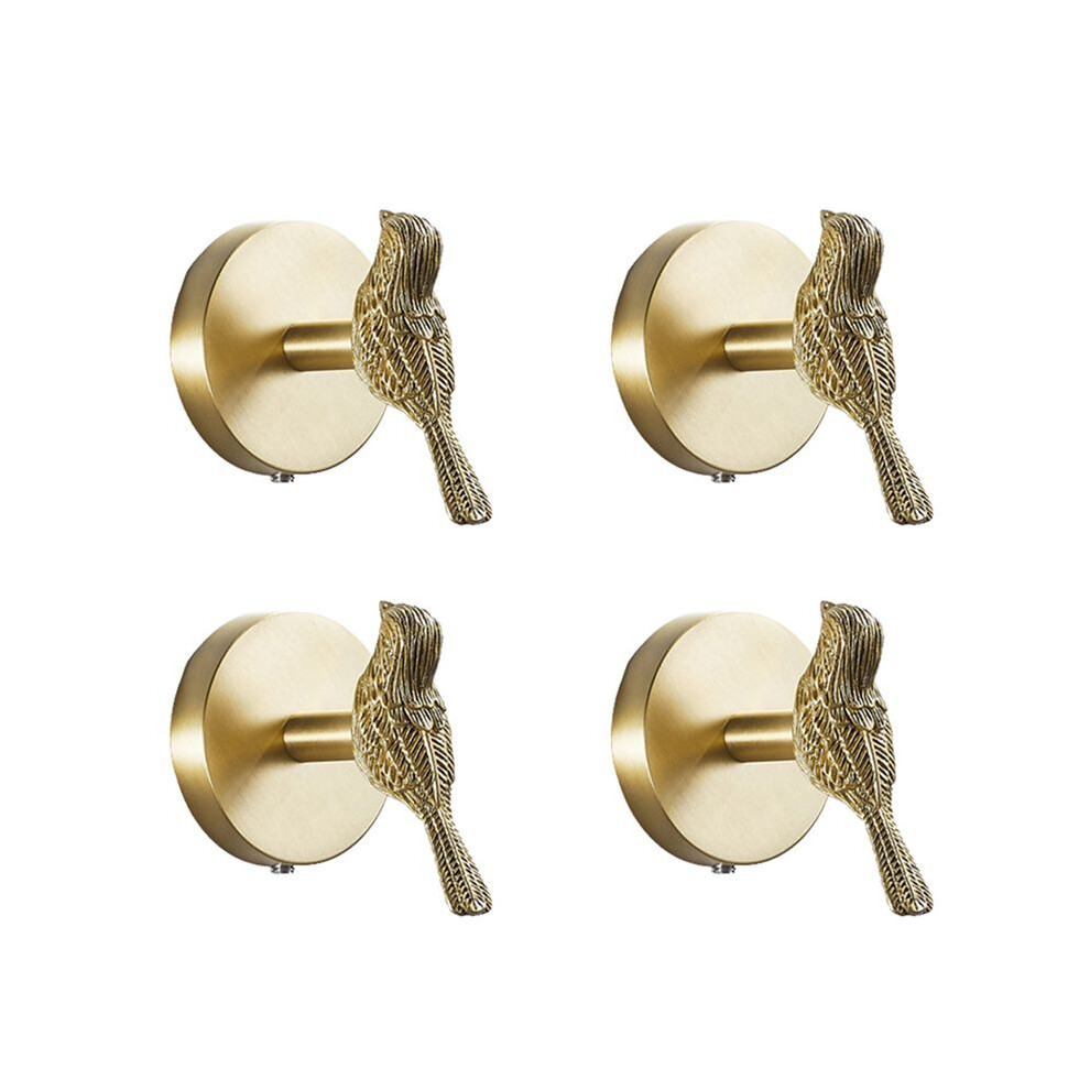 4X Brass Gold Animal Hook Solid Brass Coat Hook Door Back Hook Bathroom Kitchen Hooks Towel Rack(Bird) 4711535723192