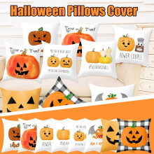Halloween kussenhoes van perzikkleurig fluweel, 45x45 cm