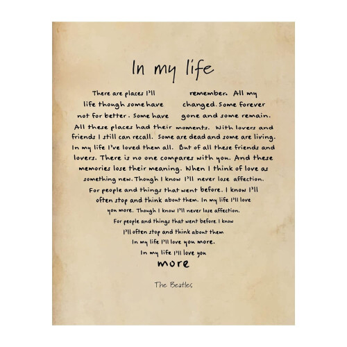 Quadro de parede com os Beatles em "Minha Vida" (1 peça)