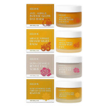 Organic Mature Women Skin Care Set - Rose Revive Face Scrub, Anti-Aging & Intense Glow Day Balm, Anti-wrinkle Night Balm, and Dark Circles & Eye Bag R