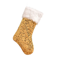 Weihnachtsstrumpf, rot, gold, grün, Pailletten, 46 x 26 cm