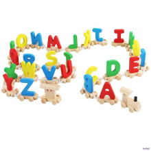 Wooden alphabet train, ABC alphabet railway, preschool children's educational toy.