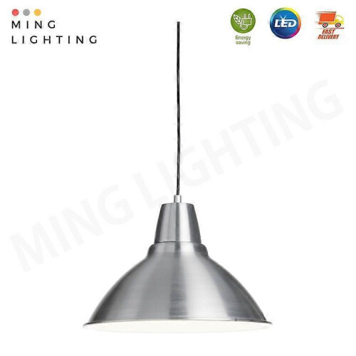 LED pendant light, UFO-shaped, silver, easy to install.