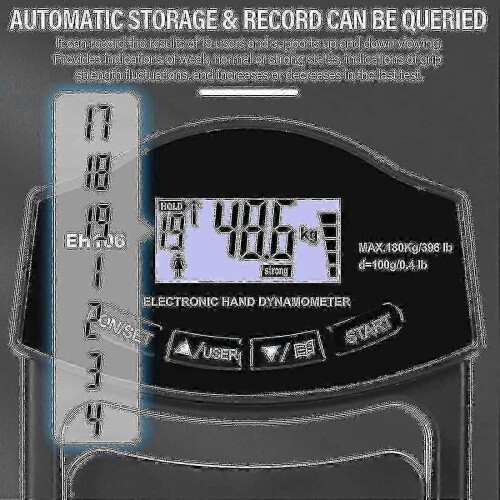 180 kg digital handdynamometer greppstyrketestare med USB LCD-skärm MSPHX 1