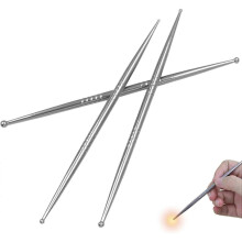 3pcs Acupuncture Pen, Dual Head Facial Tools, Stainless Steel Face Acupressure Pen, Ear and Body Point Probe Pen for Deep Tissue Massage