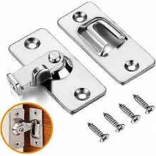 90 Degree Door Lock Latch Stainless Steel Security Angle Lock with 4 Screws Bolt Lock for Most Doors are Applicable (201)