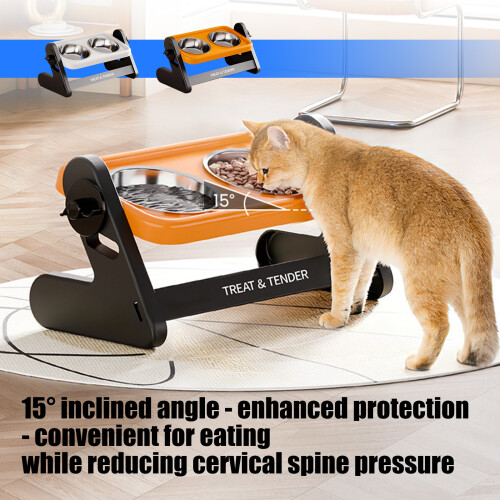 Durability Rustless Steel Cats Feeding Bowl Nonslip-Oranges 2