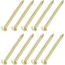 25Pcs Small Hardware Nails, 4D x 1-1/2" Brass Round Head Nail Common Finishing Nail for Household Woodworking Picture Hanging  Projects, Gold