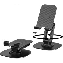 360 Cell Phone Stand for Desk, Cell iPhone Holder for Desk Foldable Office Desk Phone Stand for Video Recording Adjustable Travel Phone Mobile Stan