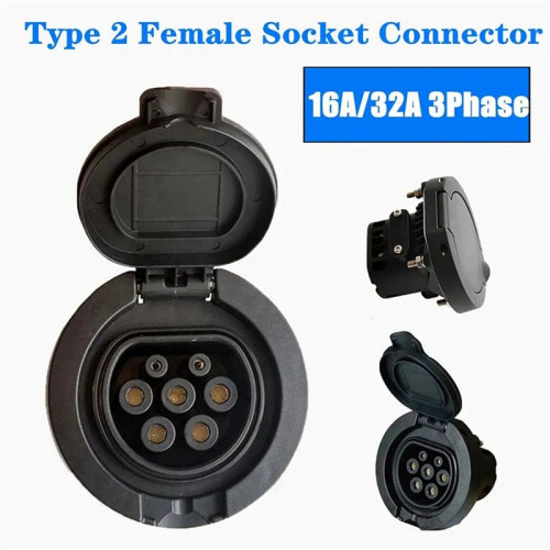 2X EV Charging Socket Outlet Type 2 Socket Connector 4 Point Fixed European Standard IEC 62196-2 32A 3 Phase AC 1