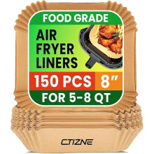 Air Fryer Liners Disposable, 150Pcs 8" Square [Food Grade Material] Unbleached Parchment Paper Liners Non-Stick & Waterproof Oilproof for 5-8 QT Airf