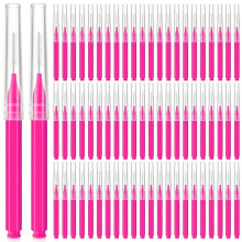 100 Pieces Micro Eyebrow Spoolie Brush with Cap Brow Lamination Tool Eyelash Brush Multifunctional Micro Lash Comb for Eyelash and Eyebrow Extensions