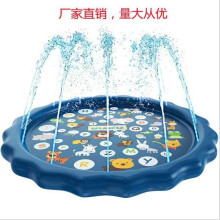 (100cm Dolphin Style) Kids PVC Splash Mat Outdoor Water Spray Mat Garden Play Mat Alphabet Water Mat Summer Fun