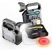 Searchlights Spotlight,15- In-1 Multi-Functional Tool Kits, 20000LM 5 Modes Rechargeable  Flashlight with Tool Sets Tape Measure Knife Screwdriver Han