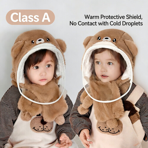 Cartoon Pattern Scarf Hat for Infant Kids Thickened-2 One Size 2