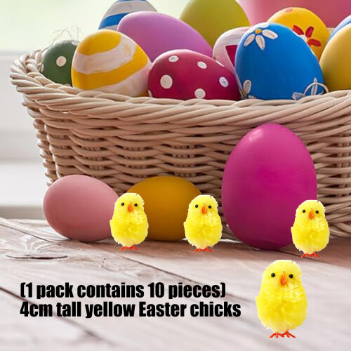 10Pcs 4CM Tiny Yellow Easter Ornament Chicken Plush Polyester 1