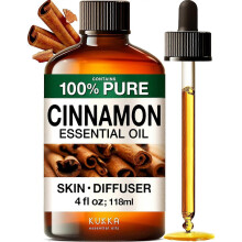 KUKKA Cinnamon Essential Oils - 4 Fl Oz - for Hair, Skin, Diffuser, Aromatherapy & DIY Soap Making Scent   4.00 Fl Oz (Pack of 1)