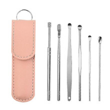 (pink) 6pcs Ear Cleaner Wax Removal Tool Earpick Sticks Earwax Remover Curette Ear Pick Cleaning Ear Cleanser Spoon Health Care Earpick