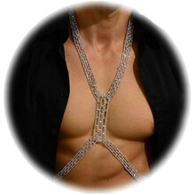 Full Rhinestone Harness Bra Body Chain for Men & Women - y Bikini Crystal Bra Lingerie Festival Rave Waist Chain Body Accessories Jewelry Silver