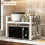 Microwave Shelf 3-Tier Extendable Worktop Shelves with 6 Hooks, Kitchen Shelf, Spice Rack White 6